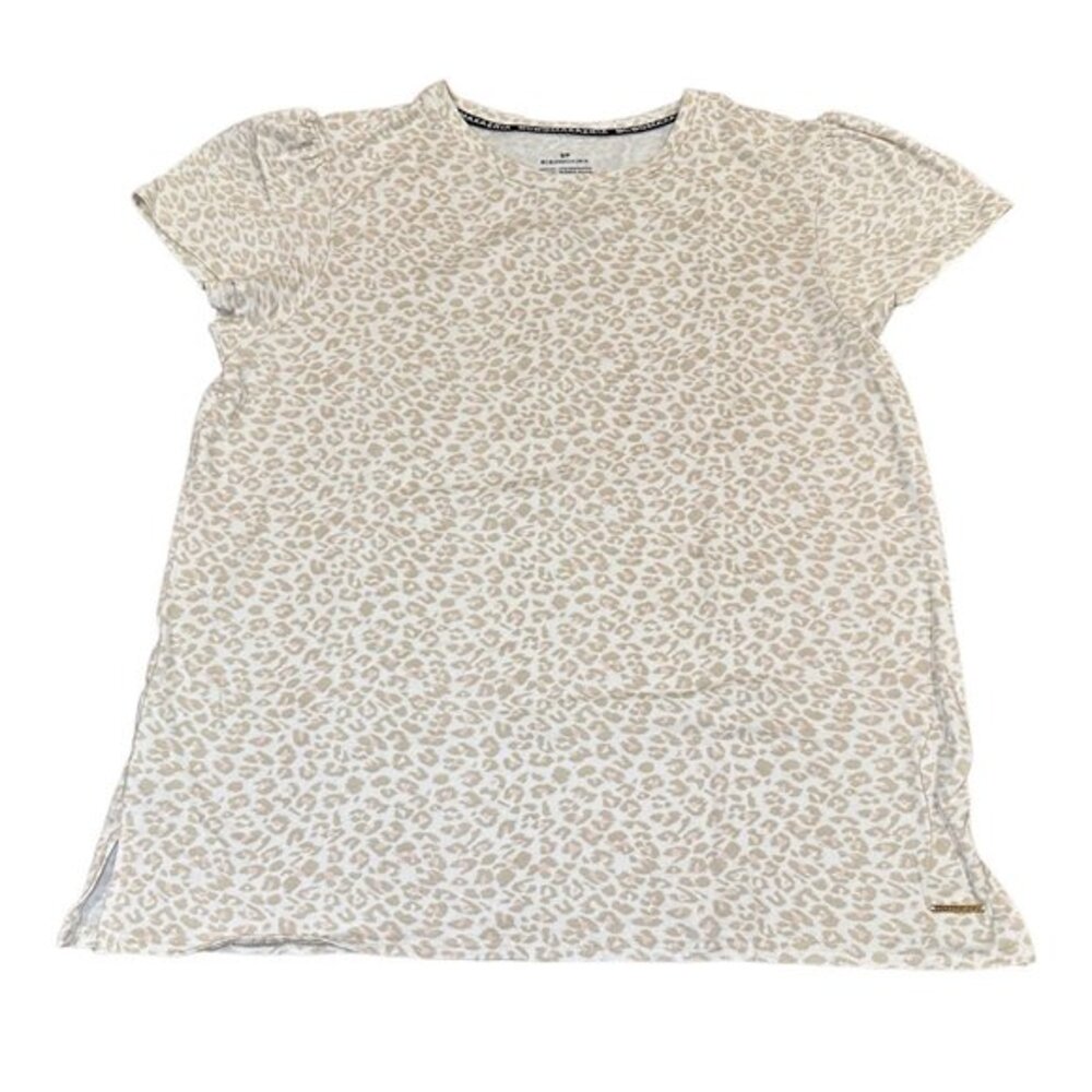 BCBG Max Azria Animal Print‎ Shirt Pleated Cap Sleeve, Women Small